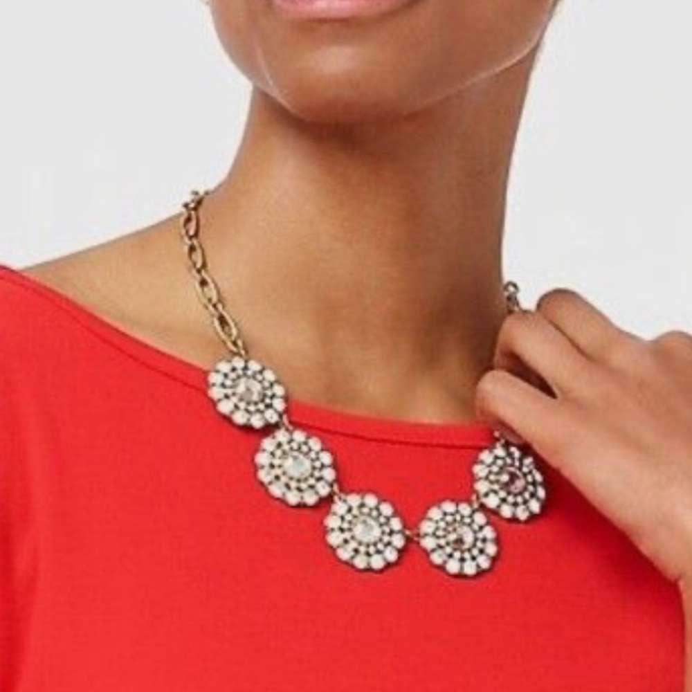 J. Crew Rhinestone Medallion Chain Necklace